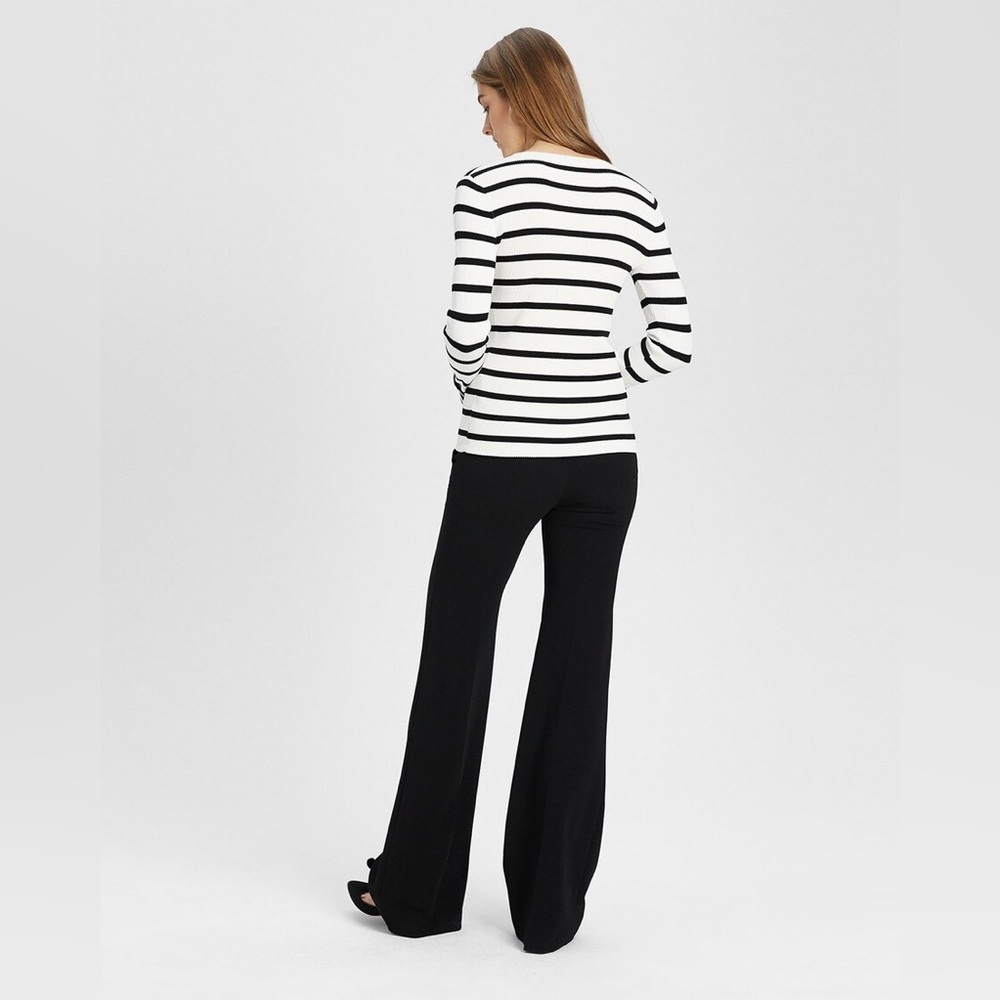 Theory Striped Crewneck Pullover Cuff Sleeve M - Picture 4 of 6